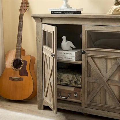Wood Buffet Cabinet with 2 Doors and Metal Handle