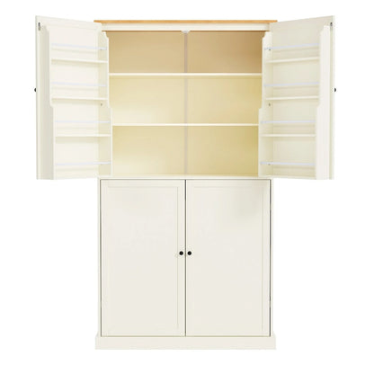 40.2x20x71.3inch High Freestanding Kitchen Pantry Large Cupboard Storage Cabinet with 2 Drawers, 2 Adjustable 8 Door Shelves