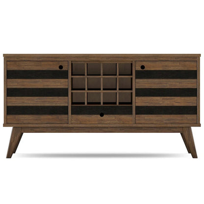 WYNDENHALL Wright SOLID ACACIA WOOD 60 inch Wide Rectangle Mid Century Sideboard with Wine Storage in Rustic Natural Aged Brown