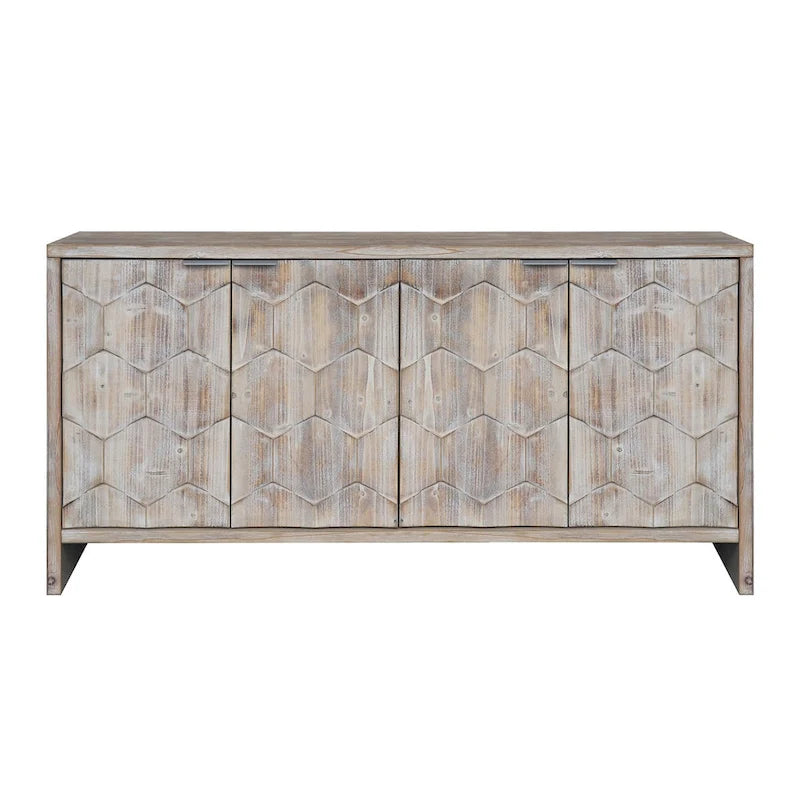 Accent Cabinet Farmhouse Style 4 Door Wooden Cabinet Sideboard Buffet Server Cabinet Storage Cabinet, for Living Room, Entryway