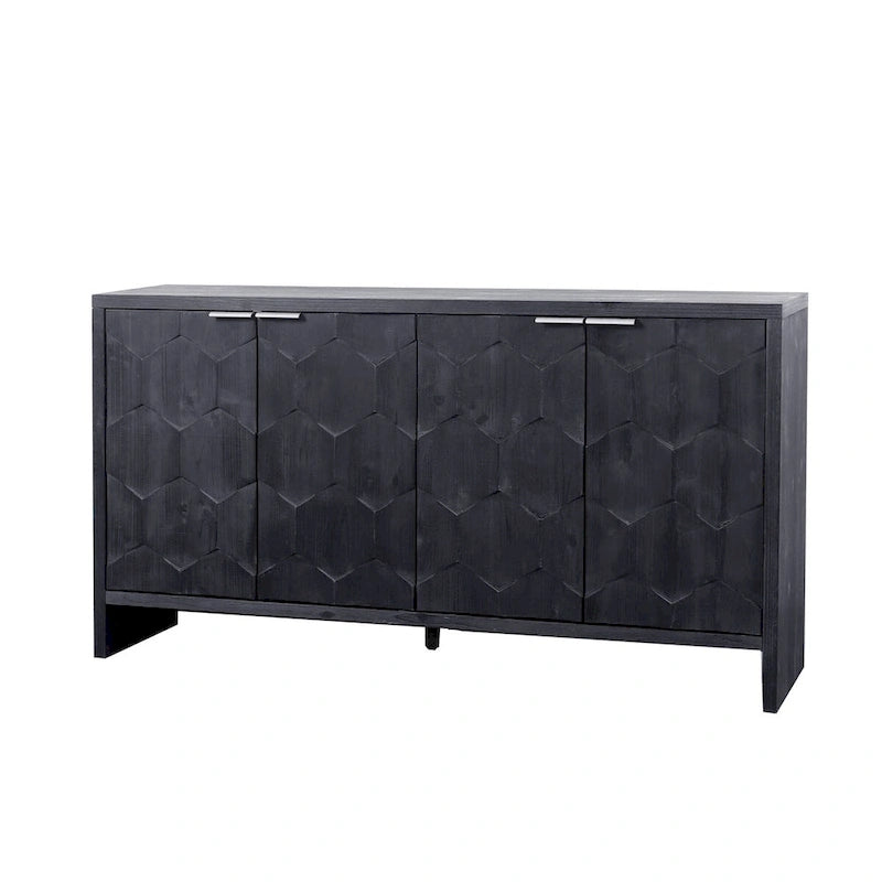 Accent Cabinet Farmhouse Style 4 Door Wooden Cabinet Sideboard Buffet Server Cabinet Storage Cabinet, for Living Room, Entryway
