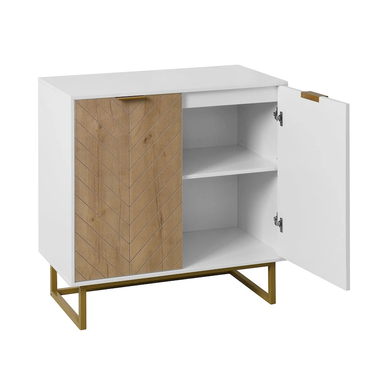 R White and Gold Storage Cabinet