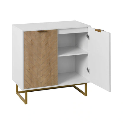 R White and Gold Storage Cabinet