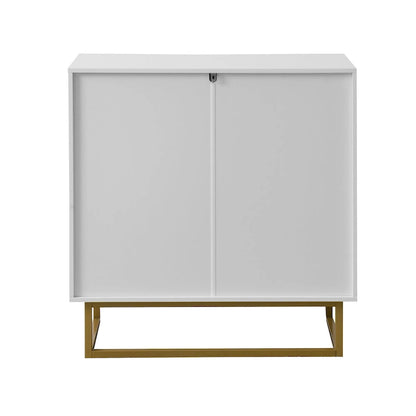R White and Gold Storage Cabinet