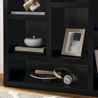 Open Wooden Open Shelf Bookcase, Freestanding Display Cabinet with 7 Cube Storage Spaces, Floor Standing Bookshelf, Entryway