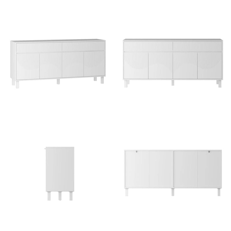 Buffet Storage Cabinet with Pine Leg and Adjustable Interior Sideboard - 63