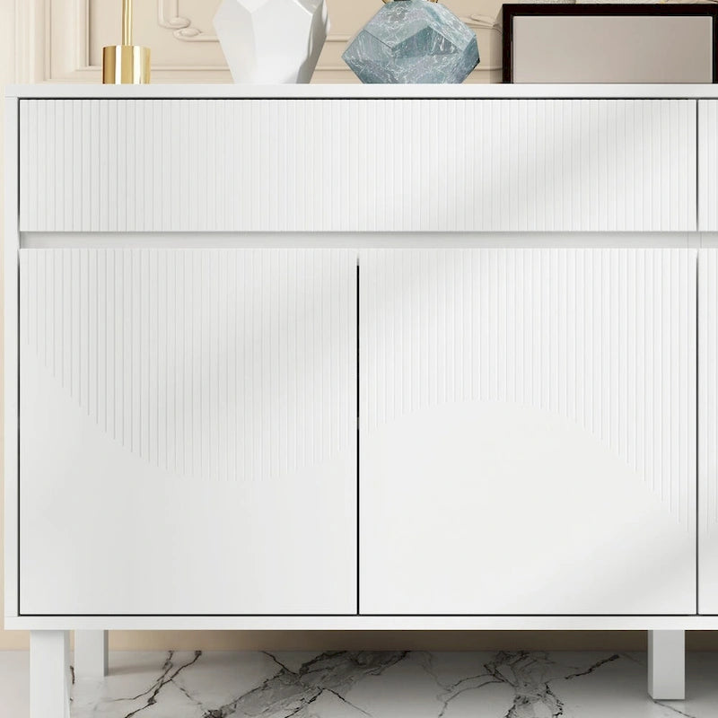 Buffet Storage Cabinet with Pine Leg and Adjustable Interior Sideboard - 63