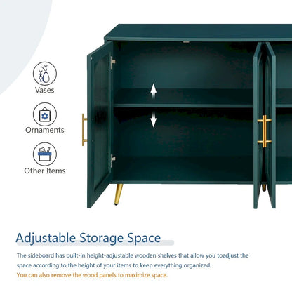 60 inches Wood TV Stand with Storage Cabinet and Glass Door