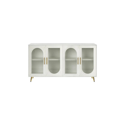 60 inches Wood TV Stand with Storage Cabinet and Glass Door
