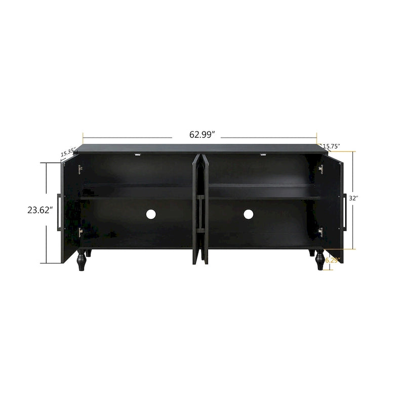 Carved Flower Door Large Storage Cabinet