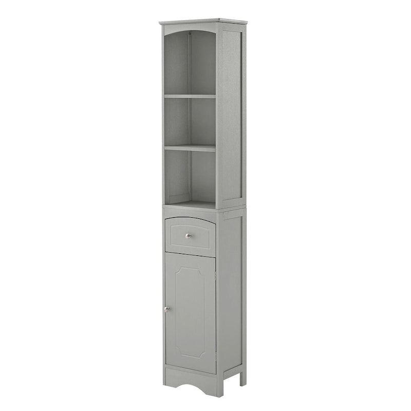 Wooden Freestanding Tall Bathroom Storage Linen Cabinet