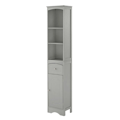 Wooden Freestanding Tall Bathroom Storage Linen Cabinet