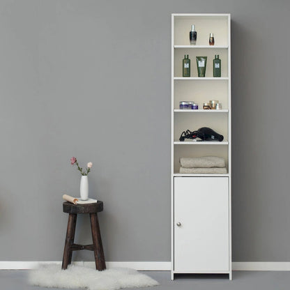 Tall Bathroom Laundry Storage Organizer Cabinet Linen Tower, White
