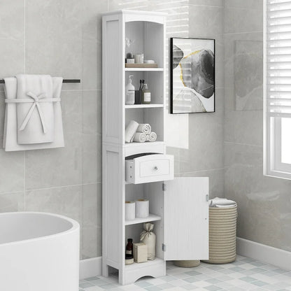 Tall Bathroom Freestanding Storage Cabinet with Drawer