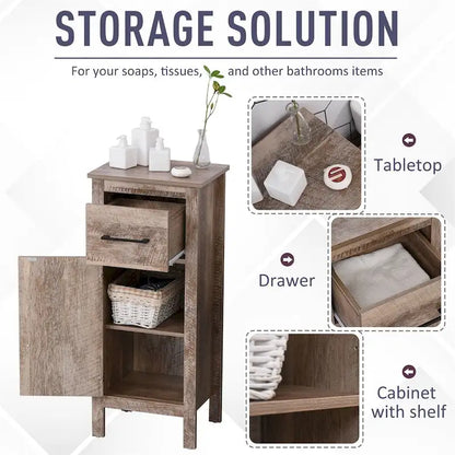 Bathroom Cabinet Storage Cupboard with Drawer and Adjustable Shelf - N/A