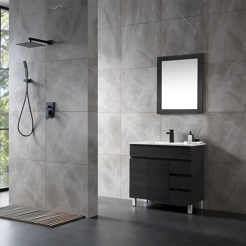 32 inch MDF black bathroom cabinet with sink - 32*32*20.4