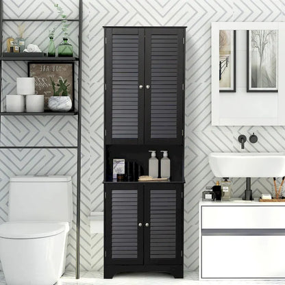 Tall Narrow Bathroom Storage Cabinet with Doors and Shelf