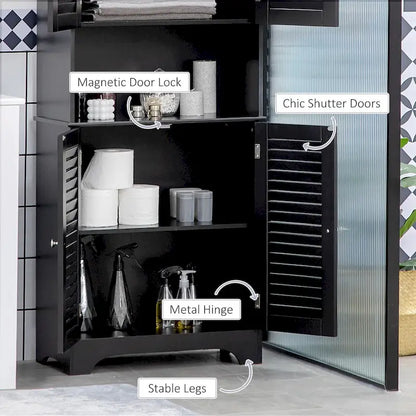 Tall Narrow Bathroom Storage Cabinet with Doors and Shelf