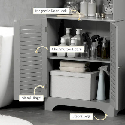 Tall Narrow Bathroom Storage Cabinet with Doors and Shelf