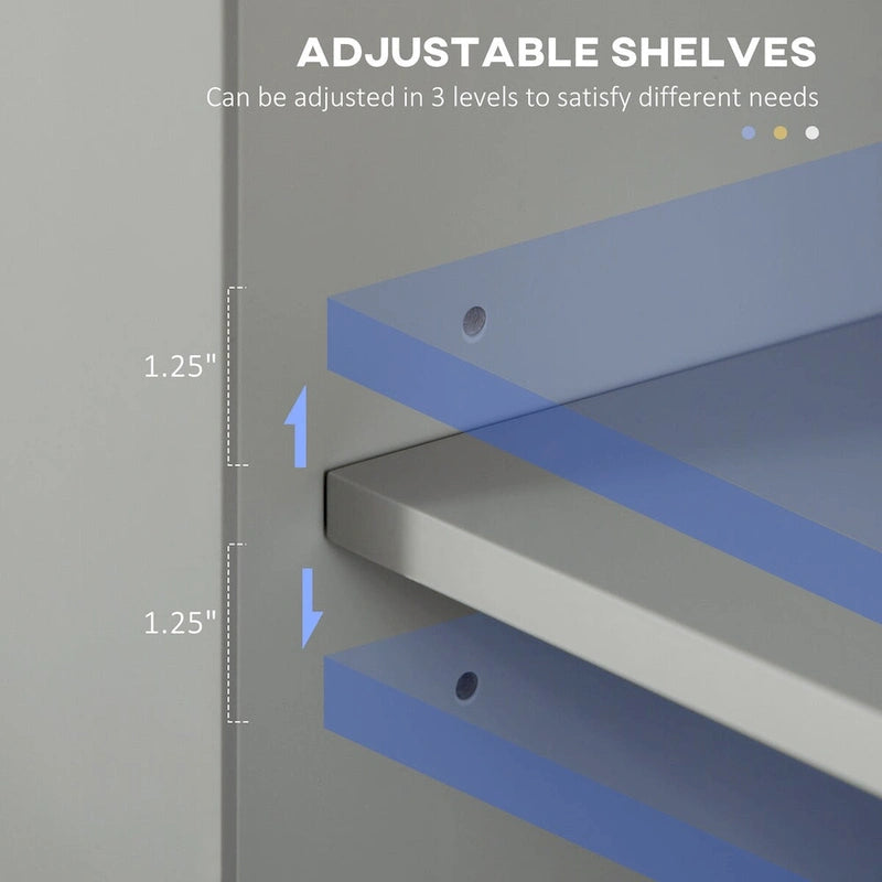 Tall Narrow Bathroom Storage Cabinet with Doors and Shelf