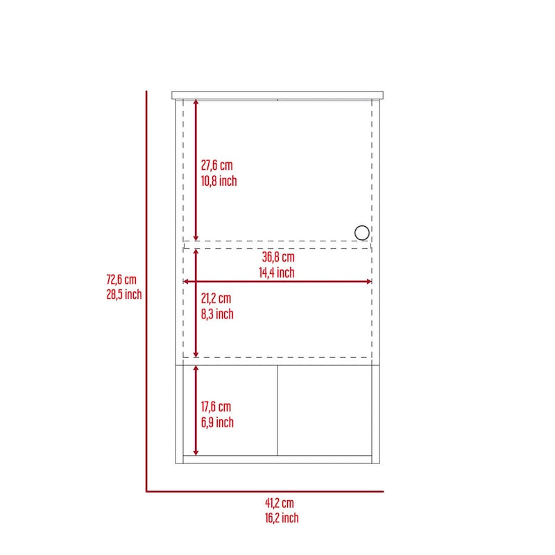 Medicine Cabinet Porto, Two Internal Shelves, Light Oak / White Finish