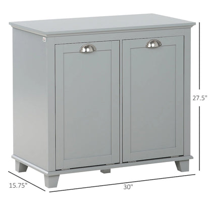 Bathroom Storage Organizer with Two-Compartment Tilt-Out Hamper