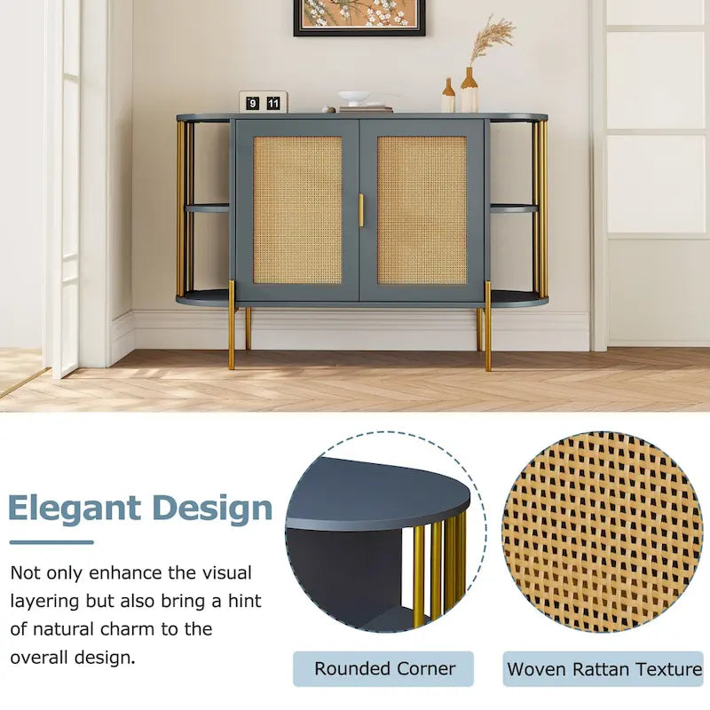 legant Curved Dining Cabinet with Gold Trim