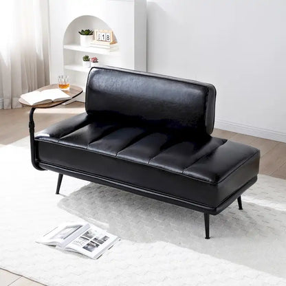 56.3Width End of Bed Bench,Faux Leather Upholstered With side table,360-degree Swivel tray couch,Entryway Ottoman,Metal Legs