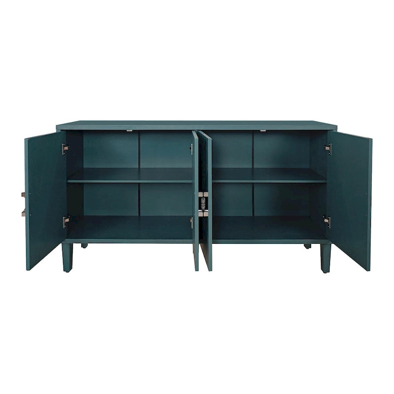 4-Door Storage Cabinet with Pine Legs and MDF