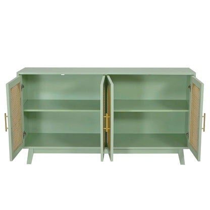 4-Door Cabinet with Rattan Doors