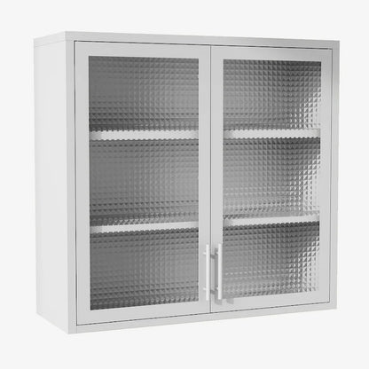 Wall Mounted Cabinet Table-Top Storage Cabinet with Hazy Glass Doors and 2 Adjustable Shelves for Living Room
