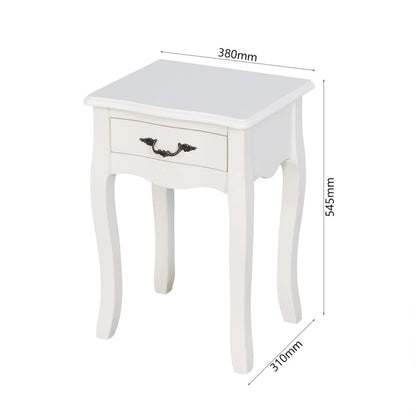 White Living Room Floor-standing Storage Table with a Drawer, 4 Curved Legs