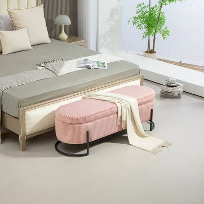 Storage Ottoman,Bedroom End Bench,Upholstered Fabric Storage Ottoman with Safety Hinge, Entryway Padded Footstool