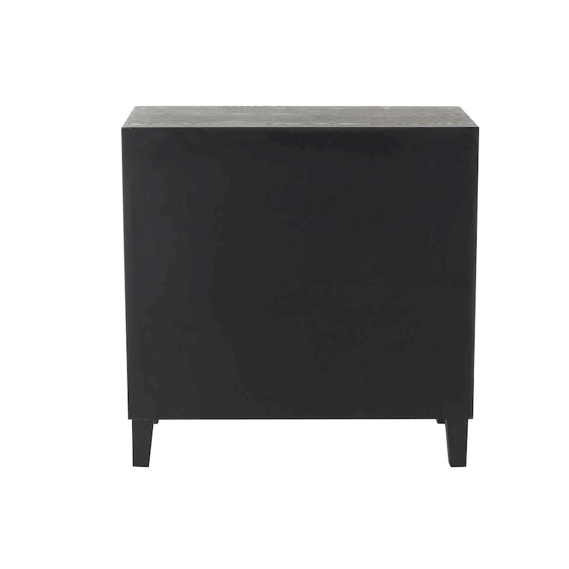 Wooden Geometric Art Deco Inspired Carved Arch 2 Door Room Cabinet with Gold Knobs - Black - Roche River Decor