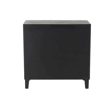 Wooden Geometric Art Deco Inspired Carved Arch 2 Door Room Cabinet with Gold Knobs - Black - Roche River Decor