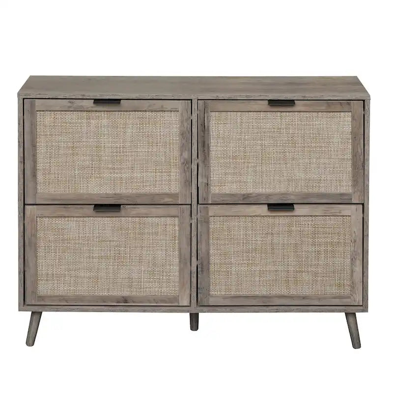 4 Door Shoe Rack, Freestanding Modern Shoe Storage Cabinet, for Entryway