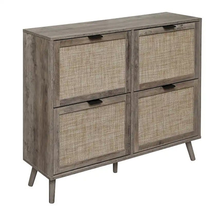 4 Door Shoe Rack, Freestanding Modern Shoe Storage Cabinet, for Entryway