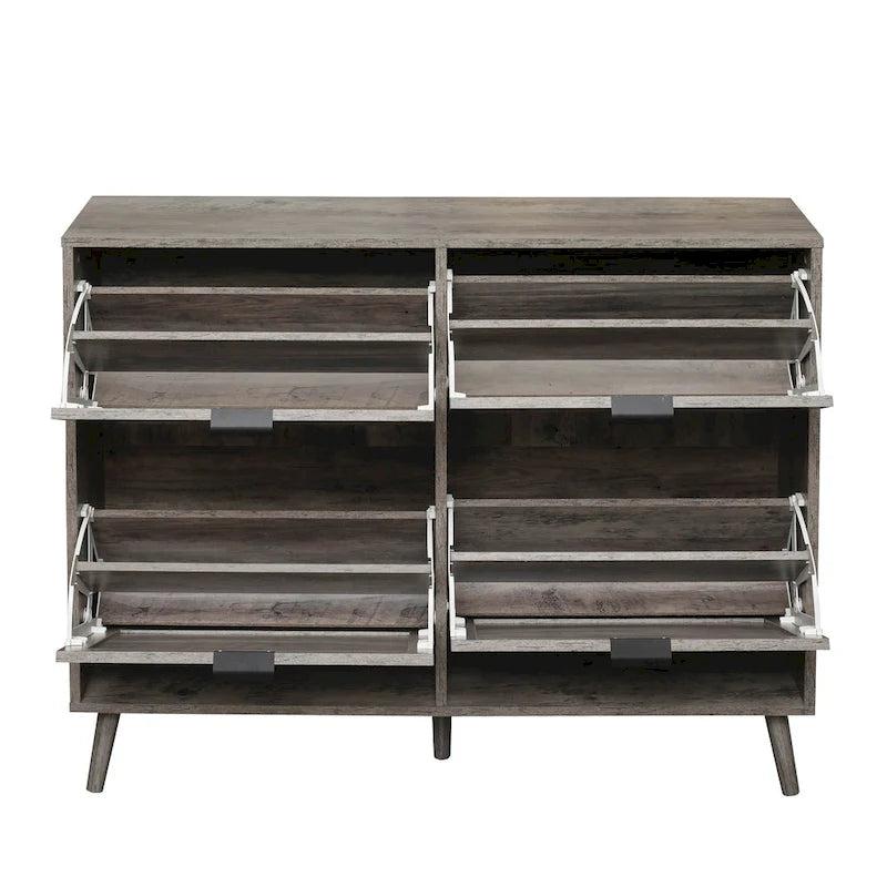 4 Door Shoe Rack, Freestanding Modern Shoe Storage Cabinet, for Entryway