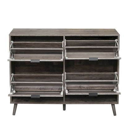 4 Door Shoe Rack, Freestanding Modern Shoe Storage Cabinet, for Entryway