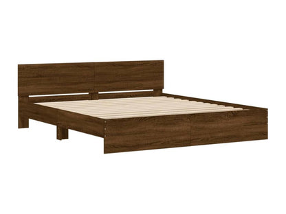 Brown Oak Wood Bed Frame, 160 x 200 cm