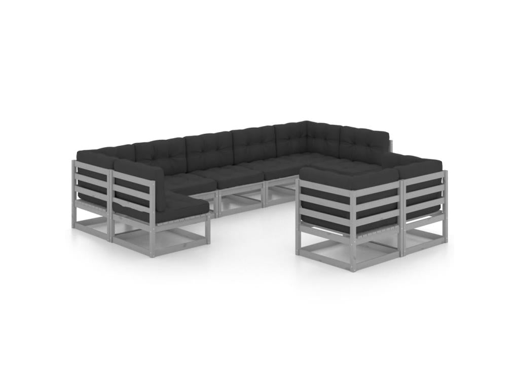 Gray Pine Wood Outdoor Furniture Set