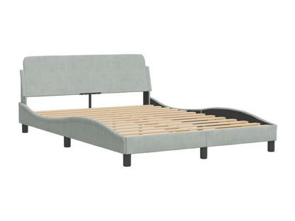 Gray Velvet Bed Frame, 140 x 190 cm