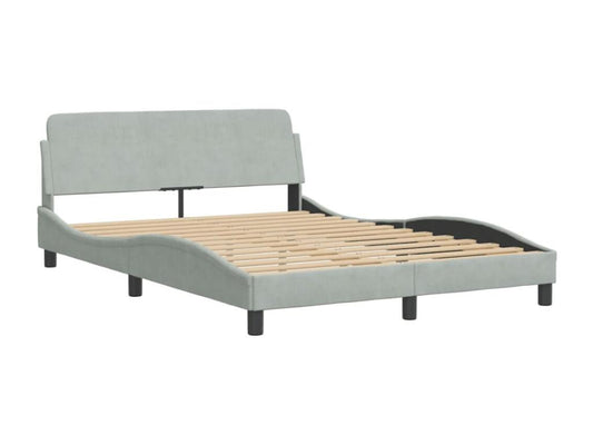 Gray Velvet Bed Frame, 140 x 190 cm