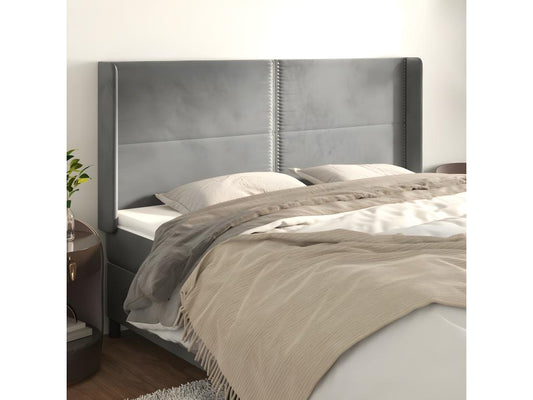 Gray Velvet Bed, 163 x 16 x 118 cm - dlz1766461378887