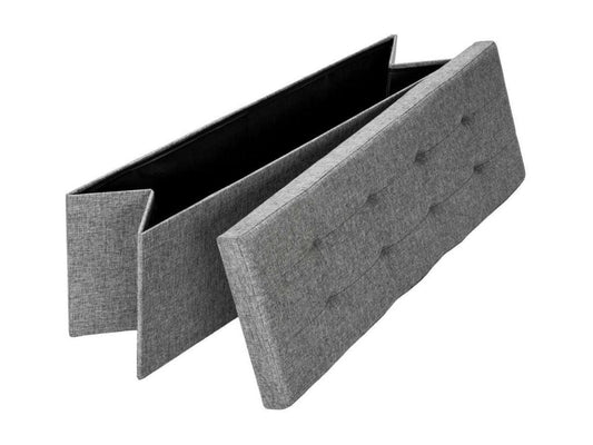 Gray Fabric Bench, 110 x 38 x 38 cm