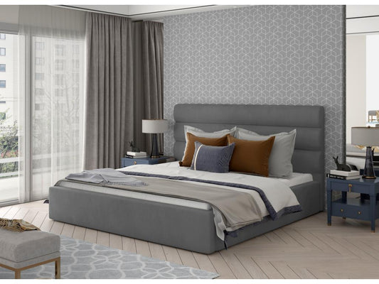 Gray Velvet Bed, 160 x 200 cm - dlz1766461849716