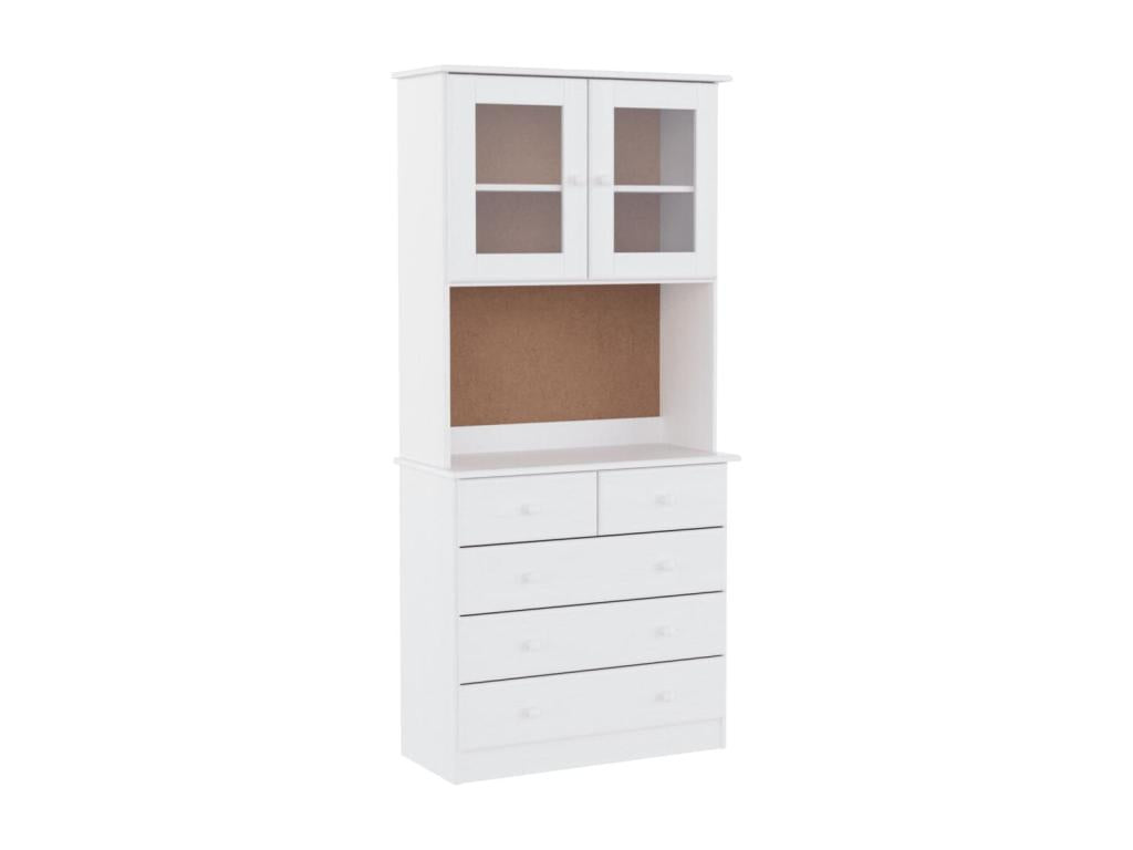 White Solid Wood Sideboard, 77 x 35 x 165 cm