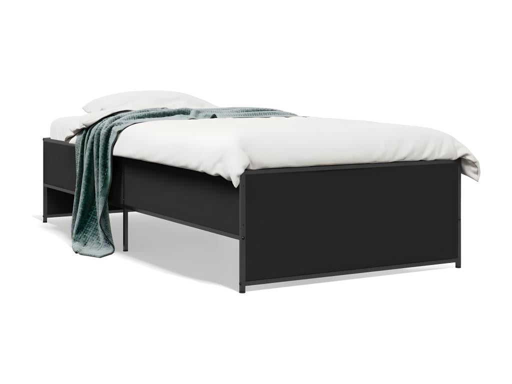 Black Engineered Wood Bed Frame, 90 x 200 cm