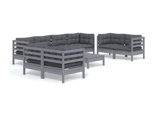 Gray Pine Wood Outdoor Furniture Set - dlz1766461725270