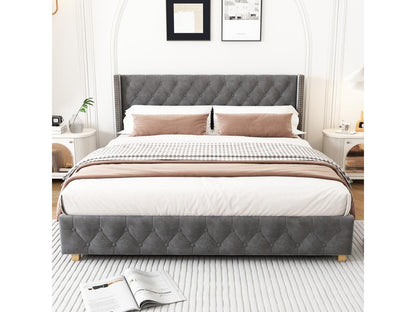 Gray Velvet Bed, 180 x 200 cm